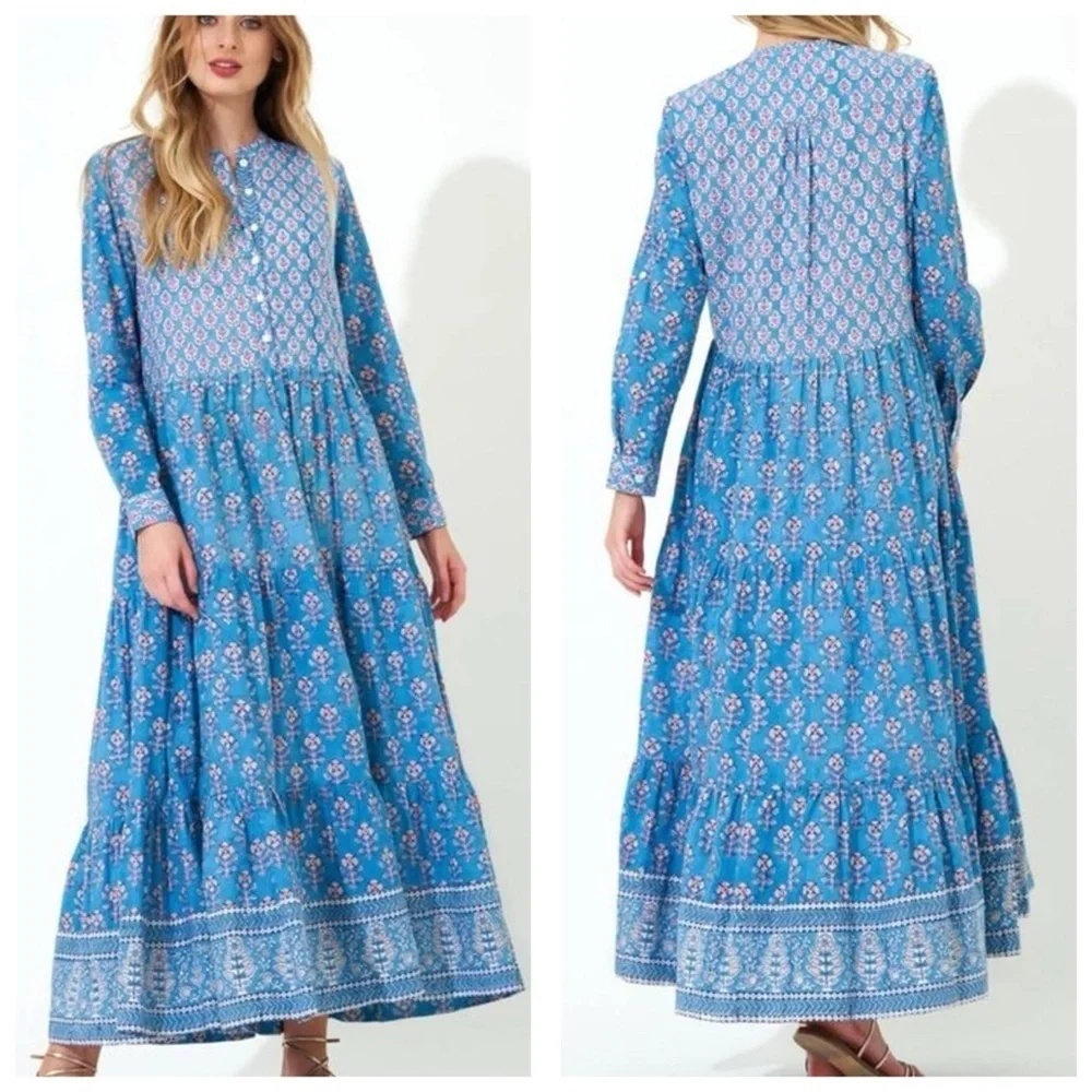 Oliphant Sky Blue Floral Maxi Dress - Picture 3 of 15